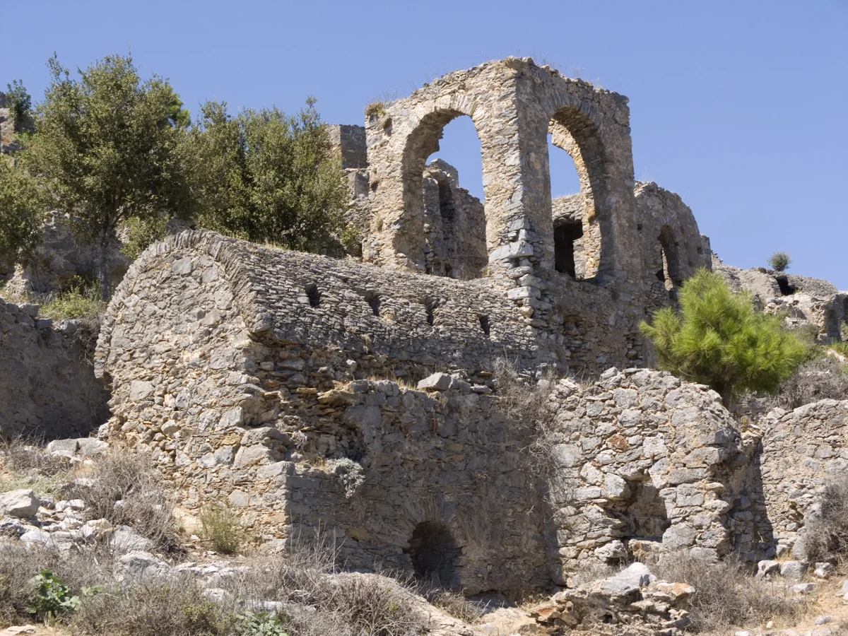 Ruins at Anemurium near Anamur, separate from Mamure Castle; archival photograph