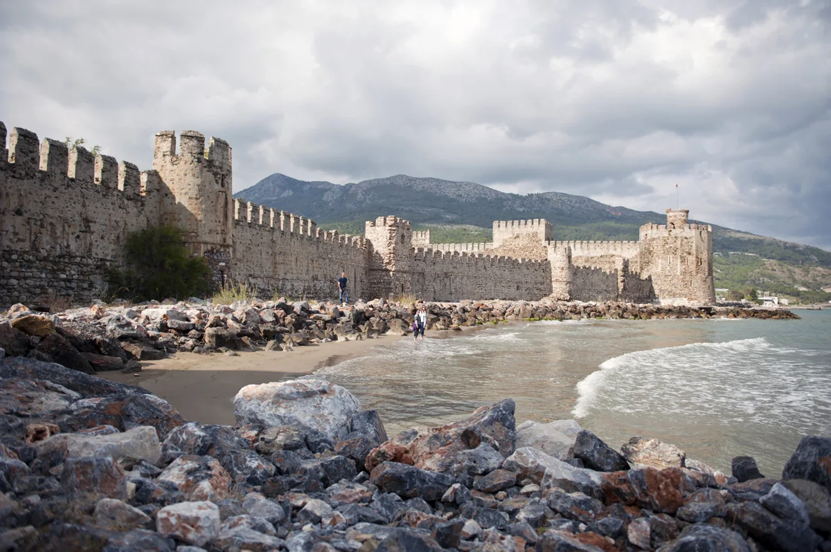 Mamure Castle walls beside the Mediterranean near Anamur; April2013 photograph